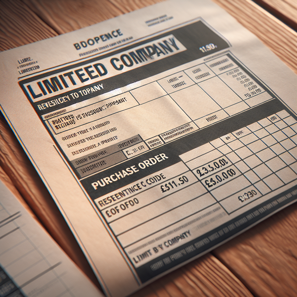 Invoice document with PO number and limited company details